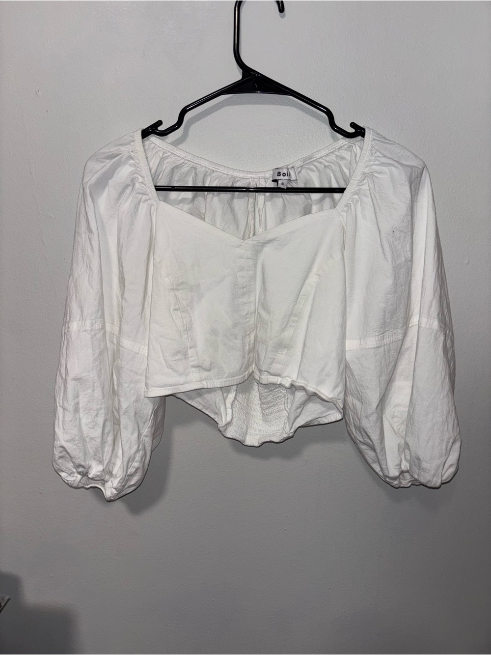 Oh White Puff-Sleeve Cropped Peasant Blouse